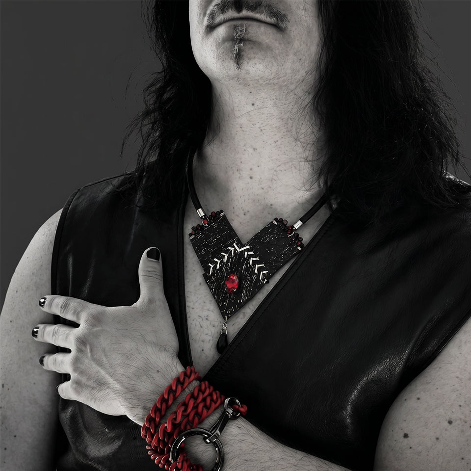 Diamond Form Collage - Black - Necklace