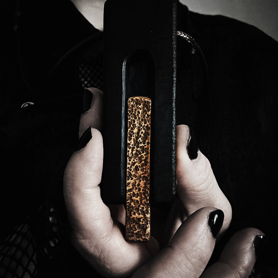 U-Shaped Brass Inlaid Ebony Wood - Pendant