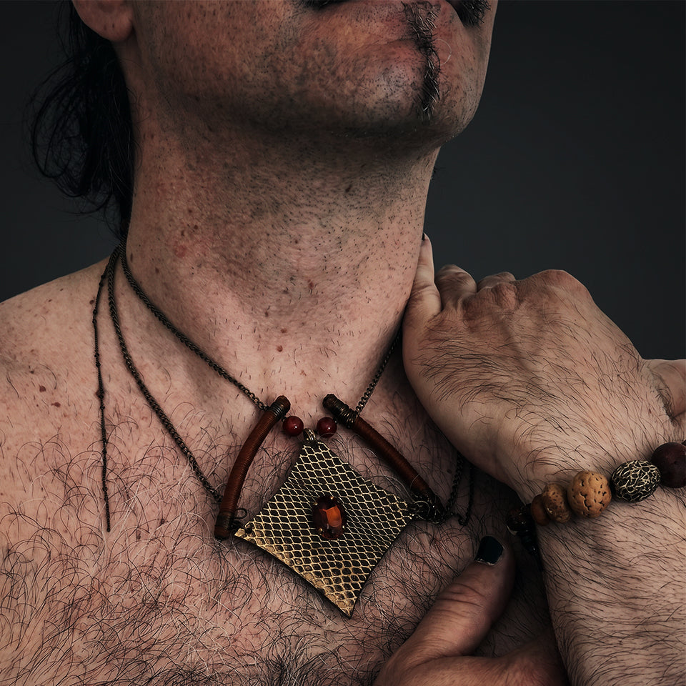 Diamond Form Pendant - Brass - Necklace