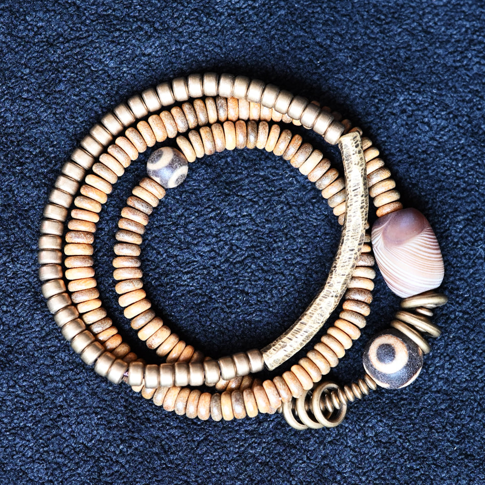 Agate Stone ( Beige )- Layered Double & Single Wrap Bracelets